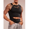 image:imageGORGLITTER Mens Grommet Cropped T Shirt Y2K Rave Top Going Out Outfits Sleeveless Shirts Party Club Tank TopsSolid Black
