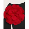 image:imageGORGLITTER Womens 3D Floral Long Sleeve Bodysuit Round Neck Casual Holiday Party Outfits TopsBlack and Red