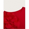 image:imageGORGLITTER Womens 3D Floral Long Sleeve Bodysuit Round Neck Casual Holiday Party Outfits TopsRed