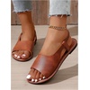 image:imageGORGLITTER Womens Back Strap Flat Sandals Summer Beach Dressy Dress Open Toe Casual Vacation Comfy Slides Sandals ShoesBrown