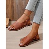 image:imageGORGLITTER Womens Back Strap Flat Sandals Summer Beach Dressy Dress Open Toe Casual Vacation Comfy Slides Sandals ShoesBrown