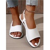 image:imageGORGLITTER Womens Back Strap Flat Sandals Summer Beach Dressy Dress Open Toe Casual Vacation Comfy Slides Sandals ShoesWhite