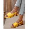 image:imageGORGLITTER Womens Back Strap Flat Sandals Summer Beach Dressy Dress Open Toe Casual Vacation Comfy Slides Sandals ShoesYellow