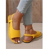 image:imageGORGLITTER Womens Back Strap Flat Sandals Summer Beach Dressy Dress Open Toe Casual Vacation Comfy Slides Sandals ShoesYellow