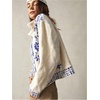image:imageGORGLITTER Womens Bohemian Vintage Graphic Zip Up Cropped Cardigan High Neck Western Long Sleeve Knitwear TopsBlue and White