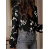 image:imageGORGLITTER Womens Boho Peasant Tops Floral Embroidered Sheer Bishop Long Sleeve Blouses Button Up Shirt Dressy CasualBlack