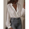 image:imageGORGLITTER Womens Boho Peasant Tops Floral Embroidered Sheer Bishop Long Sleeve Blouses Button Up Shirt Dressy CasualWhite
