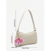 image:imageGORGLITTER Womens Boho Seashell Beaded Bag Woven Straw Bags Summer Clutch PurseApricot Floral