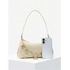 image:imageGORGLITTER Womens Boho Seashell Beaded Bag Woven Straw Bags Summer Clutch PurseApricot Seashell