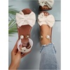 image:imageGORGLITTER Womens Bow Pearls Flat Sandals Metallic Ankle Strap Open Toe Dressy Slide ShoesBeige