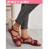 image:imageGORGLITTER Womens Bow Sandals Dressy Cute Ankle Strap Strappy Open Toe Slides Shoes Beach Flat Sandals 2026Burgundy