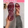 image:imageGORGLITTER Womens Bow Sandals Dressy Cute Ankle Strap Strappy Open Toe Slides Shoes Beach Flat Sandals 2026Burgundy
