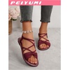 image:imageGORGLITTER Womens Bow Sandals Dressy Cute Ankle Strap Strappy Open Toe Slides Shoes Beach Flat Sandals 2026Burgundy