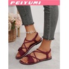 image:imageGORGLITTER Womens Bow Sandals Dressy Cute Ankle Strap Strappy Open Toe Slides Shoes Beach Flat Sandals 2026Burgundy