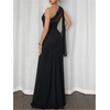 image:imageGORGLITTER Womens Bridesmaid Dress with Scarf Sexy Mesh One Shoulder Dinner Prom Formal Wedding Guest Maxi DressesBlack