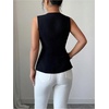 image:imageGORGLITTER Womens Button Up Sleeveless Blazer Vest Metal Business Casual Waistcoat Suit VestBlack