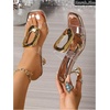 image:imageGORGLITTER Womens Clear Kitten Heels Transparent Dressy Metal Buckle Square Toe Party Cutout Heeled Prom SandalsGold