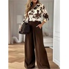 image:imageGORGLITTER Womens Cow Print Santin Blouses Long Sleeve Button Down Collared Shirts Dressy Casual Work Business OutfitsBrown and White