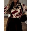 image:imageGORGLITTER Womens Cow Print Santin Blouses Long Sleeve Button Down Collared Shirts Dressy Casual Work Business OutfitsBurgundy