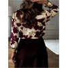 image:imageGORGLITTER Womens Cow Print Santin Blouses Long Sleeve Button Down Collared Shirts Dressy Casual Work Business OutfitsBurgundy