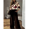 image:imageGORGLITTER Womens Cow Print Santin Blouses Long Sleeve Button Down Collared Shirts Dressy Casual Work Business OutfitsBurgundy