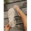 image:imageGORGLITTER Womens Criss Cross Sandals Dressy Summer Flat Toe Ring Ankle Strap Slide SandalsBeige
