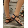 image:imageGORGLITTER Womens Criss Cross Sandals Dressy Summer Flat Toe Ring Ankle Strap Slide SandalsBlack