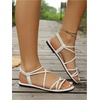 image:imageGORGLITTER Womens Criss Cross Sandals Dressy Summer Flat Toe Ring Ankle Strap Slide SandalsWhite