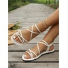 image:imageGORGLITTER Womens Criss Cross Sandals Dressy Summer Flat Toe Ring Ankle Strap Slide SandalsWhite