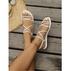 image:imageGORGLITTER Womens Criss Cross Sandals Dressy Summer Flat Toe Ring Ankle Strap Slide SandalsWhite