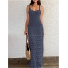 image:imageGORGLITTER Womens Crochet Maxi Dress Sleeveless Knit Bodycon Vacation Summer Beach SundressDark Blue