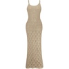 image:imageGORGLITTER Womens Crochet Maxi Dress Sleeveless Knit Bodycon Vacation Summer Beach SundressKhaki Beige