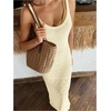 image:imageGORGLITTER Womens Crochet Maxi Dress Sleeveless Knit Bodycon Vacation Summer Beach SundressLight Yellow