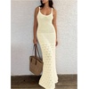 image:imageGORGLITTER Womens Crochet Maxi Dress Sleeveless Knit Bodycon Vacation Summer Beach SundressLight Yellow