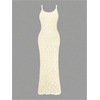 image:imageGORGLITTER Womens Crochet Maxi Dress Sleeveless Knit Bodycon Vacation Summer Beach SundressLight Yellow