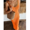 image:imageGORGLITTER Womens Crochet Maxi Dress Sleeveless Knit Bodycon Vacation Summer Beach SundressOrange