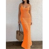 image:imageGORGLITTER Womens Crochet Maxi Dress Sleeveless Knit Bodycon Vacation Summer Beach SundressOrange