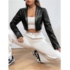 image:imageGORGLITTER Womens Cropped Faux Leather Jacket Y2k Long Sleeve Open Front Cardigan Bomber Moto Biker Jackets Rave OutfitsBlack