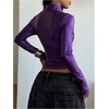 image:imageGORGLITTER Womens Cropped Leather Jacket Y2K Fitted Motorcycle Outerwear Zip Up Long Sleeve Coat Spring ClothesPurple