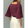 image:imageGORGLITTER Womens Dolman 34 Length Sleeve Cinched Waist Tops Ruched V Neck Blouses Summer Vacation Going Out OutfitsBurgundy