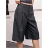 image:imageGORGLITTER Womens Dressy Wide Leg Dress Bermuda Shorts Casual Business Pleated High Waisted Summer Trouser ShortsDark Grey
