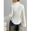 image:imageGORGLITTER Womens Fitted Button Up Shirt Cinched Waist Bell Sleeve Blouses Dressy Collar Neck Business Casual OutfitsWhite Horse
