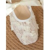 image:imageGORGLITTER Womens Floral Lace Mesh Ballet Flats Comfortable Dressy Square Closed Toe Bow Ballerina Dress ShoesBeige