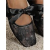 image:imageGORGLITTER Womens Floral Lace Mesh Ballet Flats Comfortable Dressy Square Closed Toe Bow Ballerina Dress ShoesBlack