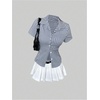 image:imageGORGLITTER Womens Gingham Button Up Shirt Short Sleeve Collared Plaid Fitted Blouse Vintage Going Out Tops