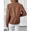 image:imageGORGLITTER Womens Going Out Jackets Outfits Faux Suede Jackets Trendy Long Sleeve Collar Leather Open Front Blazer CoatBrown