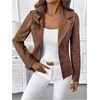 image:imageGORGLITTER Womens Going Out Jackets Outfits Faux Suede Jackets Trendy Long Sleeve Collar Leather Open Front Blazer CoatBrown