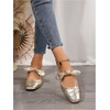 image:imageGORGLITTER Womens Gold Ballet Flats Closed Toe Flat Sandal Dressy Square Toe Bow Metallic Dress Ballerina ShoesGold