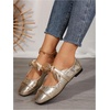 image:imageGORGLITTER Womens Gold Ballet Flats Closed Toe Flat Sandal Dressy Square Toe Bow Metallic Dress Ballerina ShoesGold