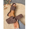 image:imageGORGLITTER Womens Gold Glitter Flat Sandals Summer Beach Vacation Dressy Square Toe Metallic Sparkly Slide SandalsCoffee Brown